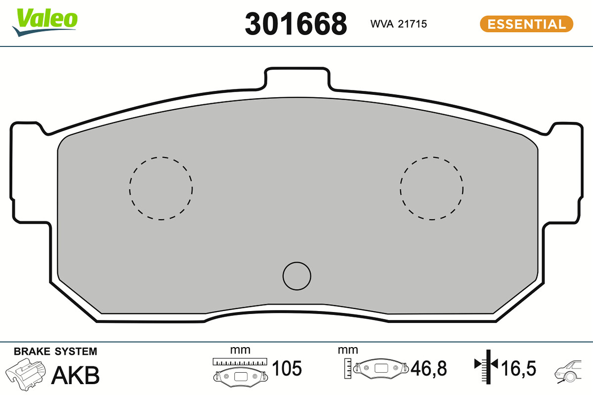 Jeu de 4 plaquettes de frein VALEO ref. 301668